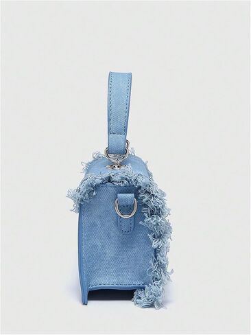 Qwinee Women's Fringe Hobo Bag Bag Tassel Trim Small Denim Bag Vegan Suede Tassel Hippie Crossbody Bag in Saudi Arabia