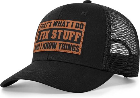 Funny Mens Trucker Hats - I Fix Stuff and Know Things Hat for Men Dad Father Uncle - Adjustable & Breathable Casual Wear in Kuwait