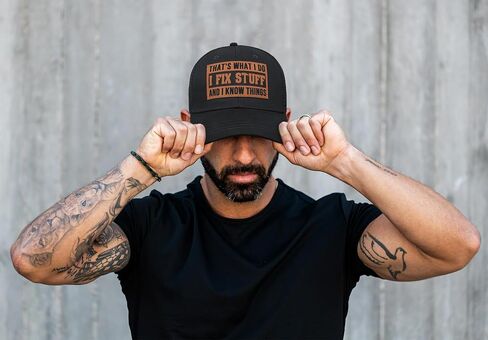Funny Mens Trucker Hats - I Fix Stuff and Know Things Hat for Men Dad Father Uncle - Adjustable & Breathable Casual Wear in Kuwait