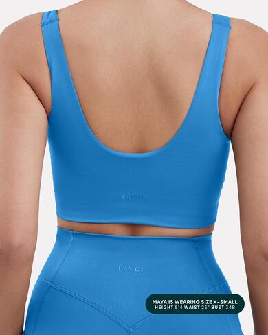 PAVOI ACTIVE Compression Sports Bras for Women | Medium Support Square Neck Longline Workout Bra Removable Pads | HiPerform in Kuwait