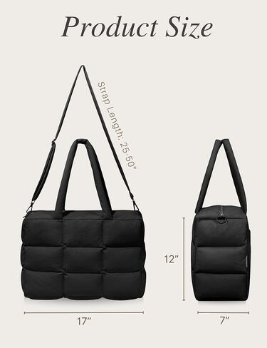 Puffer Tote Bag with Laptop Compartment, Quilted Shoulder Bag for Work Gym, Puffy Travel Carry On Tote with Zipper in Saudi Arabia