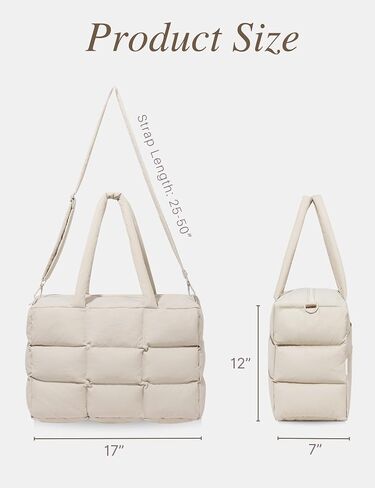 Puffer Tote Bag with Laptop Compartment, Quilted Shoulder Bag for Work Gym, Puffy Travel Carry On Tote with Zipper in Saudi Arabia