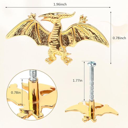 8 مقابض ديناصورات معدنية للأثاث - 5 درج Dino Mix Gold Finish Pulls ومقاومة الخدش ، مقاومة للخدش (أنماط متنوعة) in Kuwait