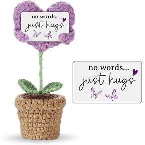 Sympathy Gifts for Loss of Loved One - Handmade Crochet Mini Heart Hugging, No Words, Just Hugs... Memorial Gifts, Bereavement Gift Idea for Loss of Mom, Dad, or Loved One
