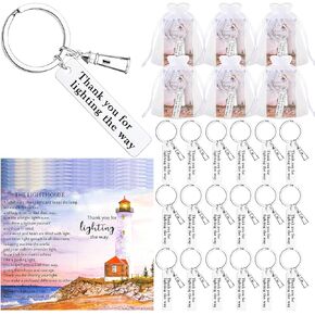 Quelay 18 Sets Lighthouse Keychain Gifts Bulk Thank You Gifts Bulk with Cards Lighthouse Appreciation Keychains for Graduation Father's Day Friends Family Teachers Nurse