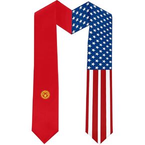 2025 Kyrgyzstan Flag and USA Flag Graduation Stole Graduation Sash for International Student (Baccalaureate Gown and Hat Not Included)