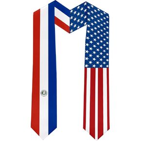 2025 سرق التخرج من Paraguay و USA Flag التخرج للطلاب الدولي (ثوب البكالوريا والقبعة غير المدرجة)
