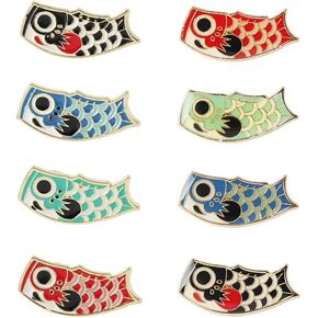 8Pcs Enamel Pin Koi Fish Flag Brooch Lucky Fish Pin Cartoon Badges for Brooch Pins Backpack Clothes Accessories