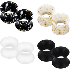 Lcolyoli 00 Gauges Silicone Gauges 00g Plaus 0g Gauges for Ears 0 Gauge Earrings Flexible Ear Tunnels Plugs Stretchers Expander Double Flared Flesh Ear Piercing Jewelry for Women Men