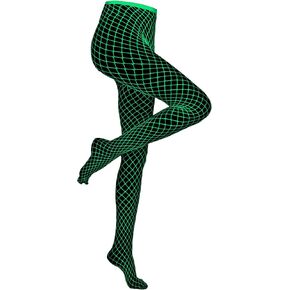 Hercicy Glow in the Dark Fishnet Stockings Hollow Fishnet Stockings Luminous Glowing Socks High Waist White(Classic Style)