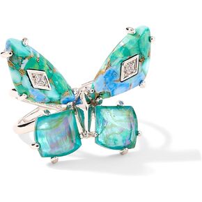 Kendra Scott Womens Bianca Butterfly Cocktail Ring Silver Bright Aqua Mix 8 One Size