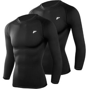 Men's Compression Shirts Long Sleeve Running Athletic Undershirts Workout Baseball Base Layer Fishing Rash Guard Tops 2 Pack