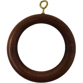 Premium Wooden Window Curtain Drapery Rings, Hooks, Clips for 0.5" to 1.25 Inch Curtain Rod Pole (Inner Día 1.7 Inch, Outer Día 2.5 Inch)