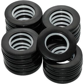 20 Pcs Plastic Curtain Grommets, ABS Curtain Eyelet Rings, Round Rings, Inner Diameter 1-9/16"(40mm), External Diameter 2.91"(74mm), for Window Curtain Rods(Black)