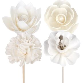 Leadigol 4PCS Reed Diffuser Flower Set, Diffuser Mixed Flowers, Natural Material Aromatherapy Reed Wood Flowers, Mixed White Flower Set Replacement for Home Fragrance