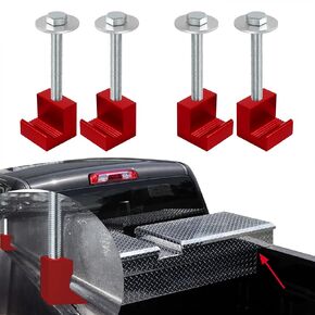 4PCS Aluminum Mounting Clamps, Pickup Truck Tool, J Hook Crossover Toolbox, Truck Bed Tool Box Mounting Kit, Aluminum Alloy J Hooks Pickup for Pickup Truck Tool Box Mount Tie Downs