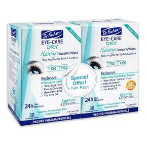 Dr. Fischer. Eyelid Wipes Eye Treatment for Blepharitis, Red, Dry Eyes. Purified Makeup Remover for Lid & Eyelash. 60 Large Size Cleansing Wipe Pads