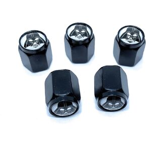 STARLEJEL Darth Vader Galactic Empire Tire Valve Stem Caps (5 Pack) | Dust Proof with O Rubber Seal Outdoor, All-Weather, Leak-Proof Air Protection Universal Covers for Cars SUVs Trucks Motorcycles B