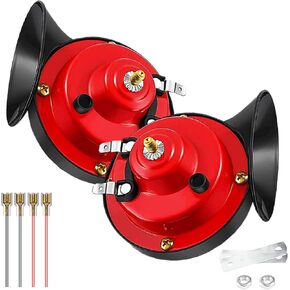 Car Horn, 12V Truck Horn 300DB Loud Motorcycle Horn Waterproof Auto Horn Train Horns Waterproof High Low Tone Universal Fit Super Loud Electric Snail Horn Replacement Car Horns-2 PCS Included