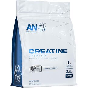an Performance Creatine + Peptide | Unflavored | 5g Creatine Monohydrate, 2.4g PeptiStrong | Gluten-Free, Low Carb, Low Fat | Keto Friendly | 60 Servings