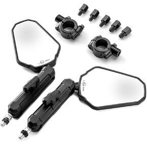 Mofun Universal Motorcycle Mirrors M8 M10 Rear View Mirror Fit 7/8" Handlebar Aluminum Mount Compatible with ATV KLR650 ADV150 Street Dirt Bike Dual Sport Adventure, Foldable 360 Degrees