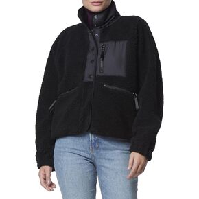 Andrew Marc Women's Mixed Sherpa Zip Front Jacket
