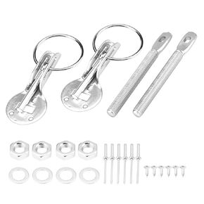 Hood Pin Lock Kit, Stainless Steel Bonnet Engine Hood Pin Pins Lock Latch Kit Universal Automotive Replacement Parts for Racing Sport Car