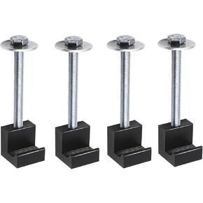 Truck Tool Box Mouting Kit,Pickup Truck Bed Tie Downs Aluminum J Hooks Crossover Tool box Pickup-Black,4 PCS