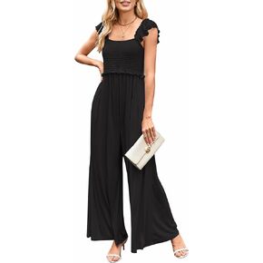 Ouges Pleges for Women Summer Summer Somps متدفق حزام عريض الساق بانت مع جيوب in Kuwait