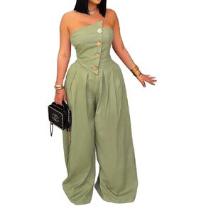 Womens Cargo Jumpsuit Sexy Strapless One Piece Outfit Off Shoulder Top Ruched Wide Leg Rompers Overalls