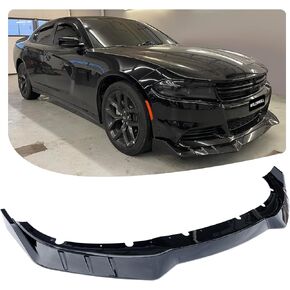 WildWell Front Bumper Lip Splitter Fits 2015-2018 Dodge Charger Base & 2019-2024 Dodge Charger SXT Only, Front Lip Air Dam Chin Spoiler Guard Matte Black