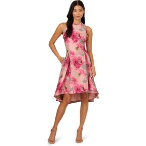 Adrianna Papell Women's High Lo Jacquard Midi Dress