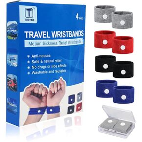 8 Pcs Travel Motion Sickness Relief Wrist Bands, Sea Motion Sickness Wristbands, Travel Essentials for Camping/Cruise Ship/Airplane