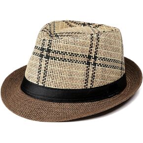 Lisianthus Short Brim Fedora Hats Summer Beach Panama Trilby Hat for Men & Women