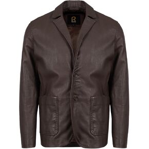 Lambbskin Leather Blazer Men معطف غير رسمي مع تصميم الخيط - طوق طوق محصور في نهاية المطاف السترة الجلدية للرجال