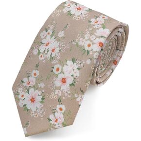 Floral Ties for Men Flower Pattern Mens Ties 2.8" Cotton Neckties for Wedding Groomsmens Party Formal Attire Tuxedo