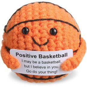 1 Pcs Positive Basketball Crochet Dolls with Emotional Cards Gifts Knitted Tiny Stuffed Sport Balls Cute Plush Appreciation Present for Men Woman Friends Basketball Lovers Birthday Graduation Gifts