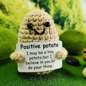 Mini Crochet Sunflower Dolls with Positive Card, Funny Doll Holding Card for Emotional Support, Cute Flower Doll is for Birthday Gifts, Ideal Gift for Friends, Sister, Brother, or Partner
