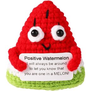 Positive Watermelon, 2.83x2.48in Positive Emotional Watermelon Funny Knitted Watermelon Crochet Positive Support Fruit Inspirational Gifts for Man & Woman