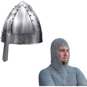 Annafi® Medieval Norman nasal خوذة | نورمانن نايت درع هيلم و Chainmail Coif Aluminium V-neck