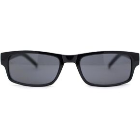 All Black Narrow Rectangular Thin Plastic Mens Minimal Mod Sunglasses in Kuwait