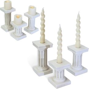 Kate Aspen Greek Column Inspired Dual Sided Pillar Pedestal Stand Tapered Candle Stick Holder/Votive Holder, Vintage Home Decor, Centerpiece Table Decorations, Fireplace Decor