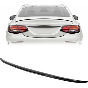 ECOTRIC Rear Trunk Spoiler Lip Compatible with 2015-2021 Mercedes Benz C Class W205 C200 C300 Sedan Gloss Black Painted Tail Wing Duckbill Spoiler