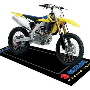 Motorcycle Mat for Garage 79x31 Inches Pit Garage Floor Mat Oil Absorbent Pad PVC Rubber Backing Layer Protects Floor from Spills, Drips, Splashes and Stains Washable - Suzuki