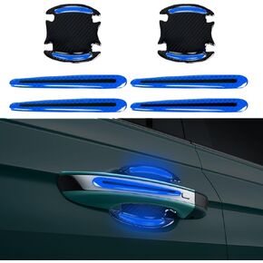 8PCS Reflective Car Handle Protector - Carbon Fiber Door Guard, Anti-Scratches Paint Guard, Self-Adhesive (White)