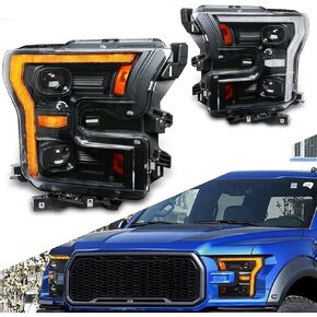 LED Headlights Assembly Compatible with 2015-2017 Ford F150 Pickup XL/XLT/Lariat/King Ranch/Platinum/Limited F150 Raptor 2017-2020