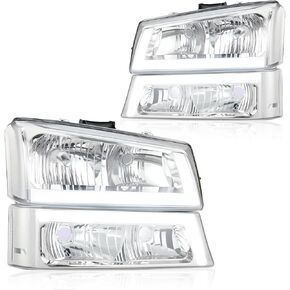 BDFHYK LED Headlights Assembly Compatible with 1999-2002 Chevy Silverado 2000-2006 Suburban Tahoe 1500 Accessories DRL, Turn signal lights, High/Low Beam with Bulbs, Head Lights (NOT FIT for GMC)