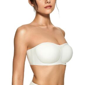 Oeak Womens Brand Bras Push Up Bandeau Bra Non Slip Wireless Padded Bated Bated Seamfless Bra Bra White Large