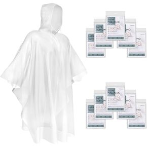 TORASO Rain Poncho with Hood for Adults, Disposable Clear Rain Poncho Adult Emergency Raincoats Disposable