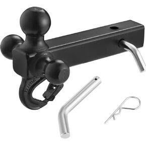 VEVOR Trailer Hitch, Tri-Ball Mount with Hook & Pin, Trailer Ball Size 1-7/8", 2" and 2-5/16", Fit 2-Inch Hitch Receiver, Max 10,000 lbs Ball Hitch, Towing Hitch for RVs, SUVs, ATVs, and Trucks